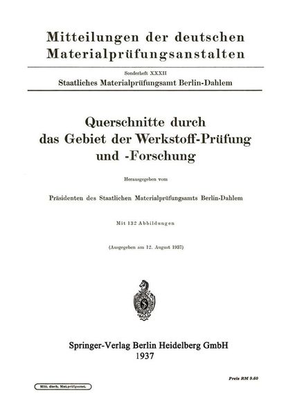 Produktbild: Querschnitte durch das Gebiet der Werkstoff-Pr&uuml;fung und -Forschung