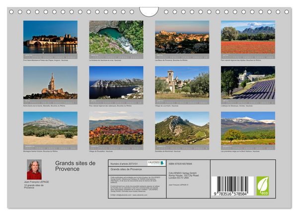 Produktbild: Grands sites de Provence (Calendrier mural 2026 DIN A4 vertical), CALVENDO calendrier mensuel
