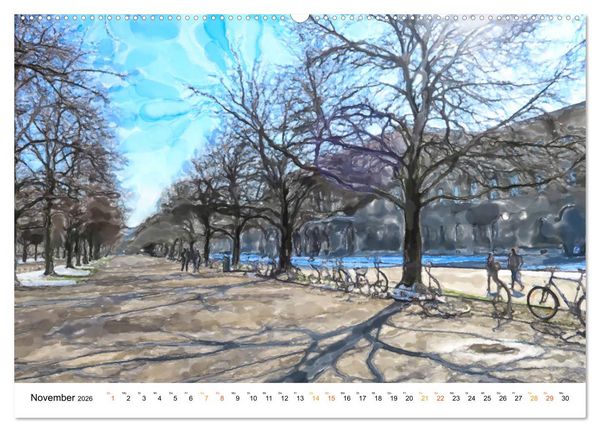 Produktbild: M&uuml;nchen - Bayerns Landeshauptstadt in Aquarellfarben (Wandkalender 2026 DIN A2 quer), CALVENDO Monatskalender