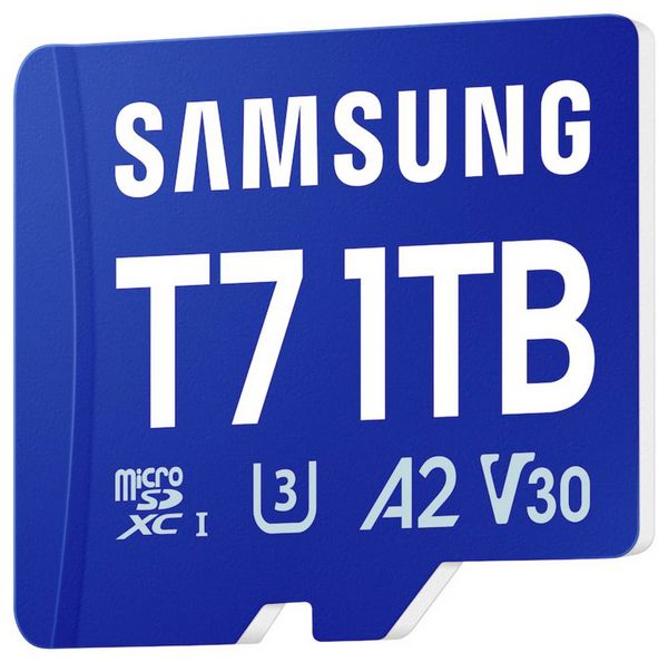 Produktbild: Samsung T7 microSDXC-Karte Retail 1 TB UHS-I U3, A2 Application Performance Class, Class 10, v30 Video Speed Class