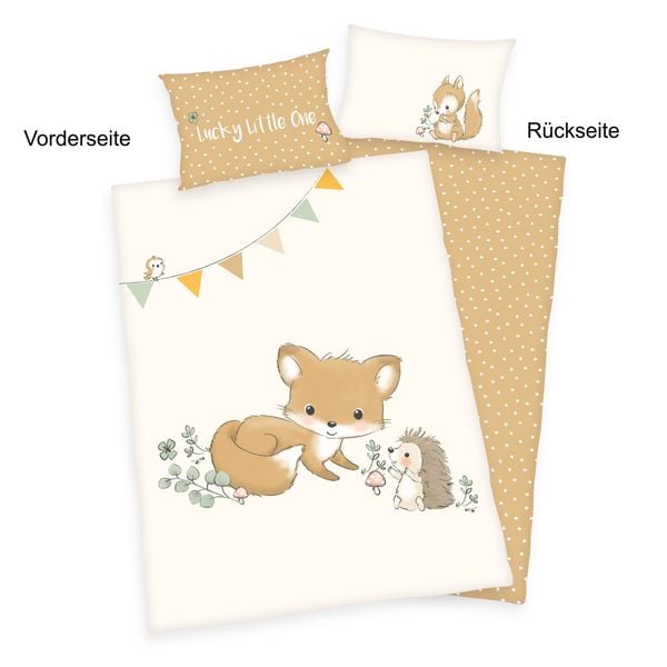 babybest 2685233063 - Waldfreunde, Flanell-Bettwäsche (Made in Green), 40x60 cm + 100x135 cm, 100% Baumwolle