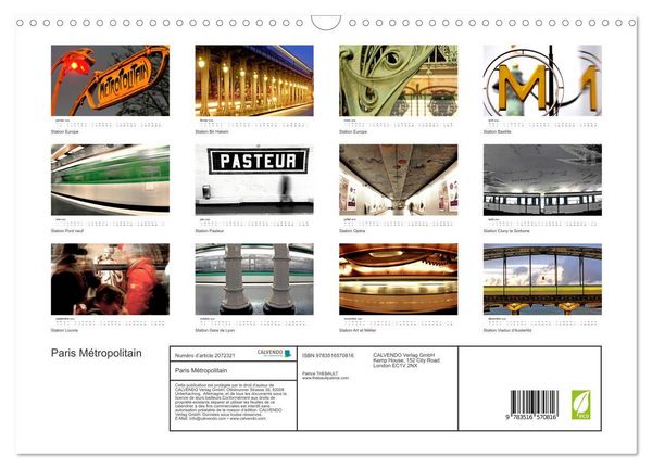 Produktbild: Paris M&eacute;tropolitain (Calendrier mural 2026 DIN A3 vertical), CALVENDO calendrier mensuel