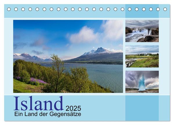 Island, ein Land der Gegensätze (Tischkalender 2025 DIN A5 quer), CALVENDO Monatskalender