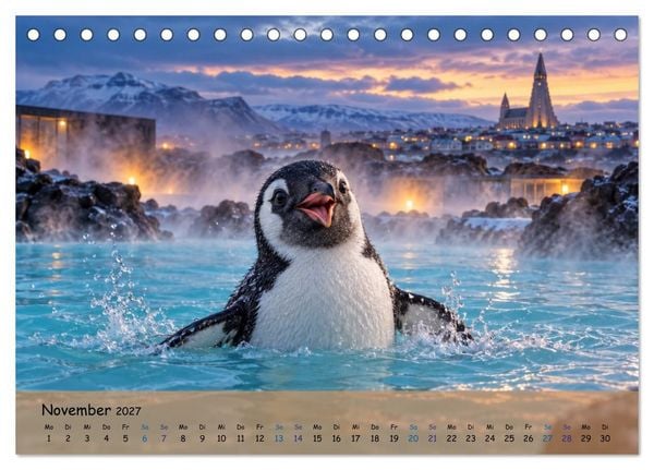 Produktbild: Pinguins gro&szlig;e Weltreise (Tischkalender 2027 DIN A5 quer), CALVENDO Monatskalender