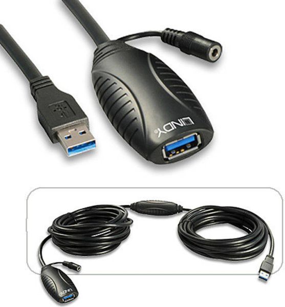 LINDY USB-Kabel USB 3.2 Gen1 (USB 3.0 / USB 3.1 Gen1) USB-A Stecker, USB-A Buchse 10.00 m Schwarz 43156