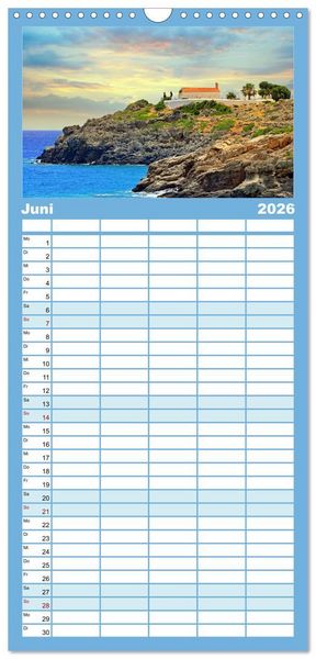 Produktbild: Familienplaner 2026 - Kreta - Insel der Kapellen mit 5 Spalten (Wandkalender, 21 x 45 cm) CALVENDO