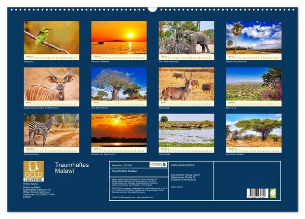 Produktbild: Traumhaftes Malawi (Wandkalender 2026 DIN A2 quer), CALVENDO Monatskalender