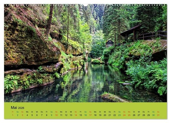 Produktbild: Im Elbsandstein - S&auml;chsisch-b&ouml;hmische Schweiz (hochwertiger Premium Wandkalender 2026 DIN A2 quer), Kunstdruck in Hochglanz