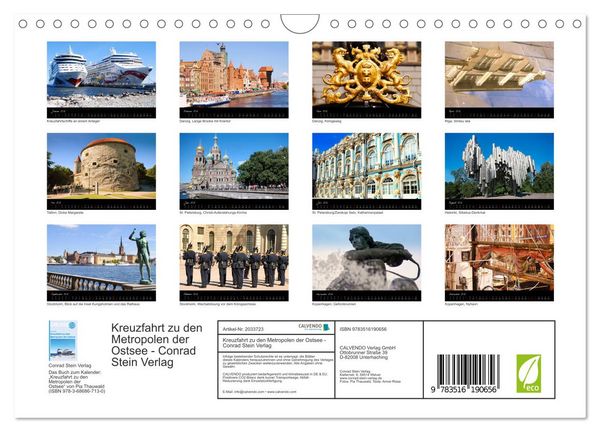 Produktbild: Kreuzfahrt zu den Metropolen der Ostsee - Conrad Stein Verlag (Wandkalender 2026 DIN A4 quer), CALVENDO Monatskalender