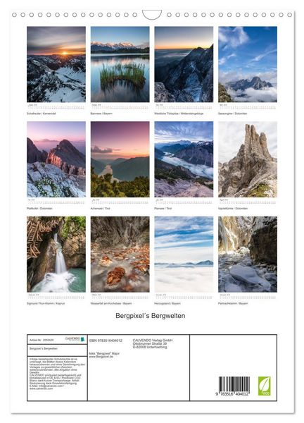 Produktbild: Bergpixel&acute;s Bergwelten (Wandkalender 2026 DIN A3 hoch), CALVENDO Monatskalender