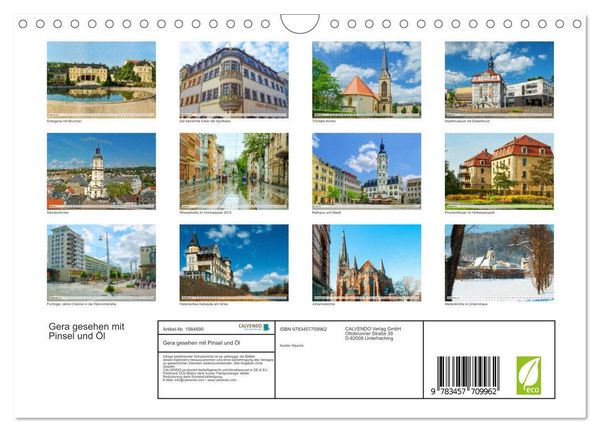 Produktbild: Gera gesehen mit Pinsel und &Ouml;l (Wandkalender 2026 DIN A4 quer), CALVENDO Monatskalender