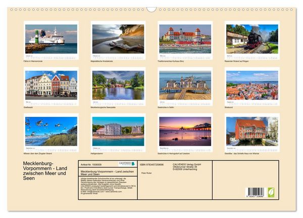 Produktbild: Mecklenburg-Vorpommern - Land zwischen Meer und Seen (Wandkalender 2026 DIN A2 quer), CALVENDO Monatskalender