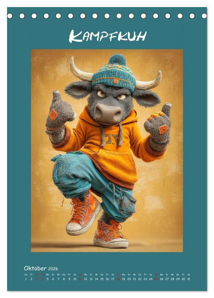 Produktbild: Kuhwelt. Stylische Streetwear-K&uuml;he f&uuml;r gute Laune (Tischkalender 2026 DIN A5 hoch), CALVENDO Monatskalender