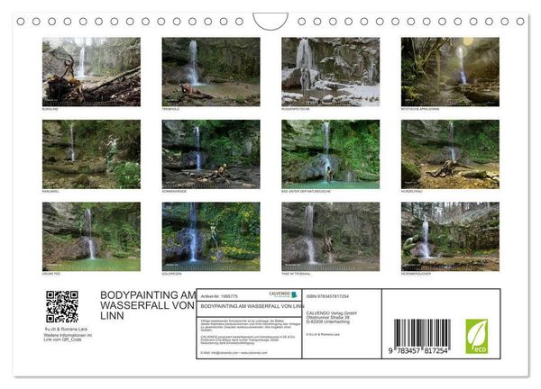 Produktbild: BODYPAINTING AM WASSERFALL VON LINN (Wandkalender 2026 DIN A4 quer), CALVENDO Monatskalender