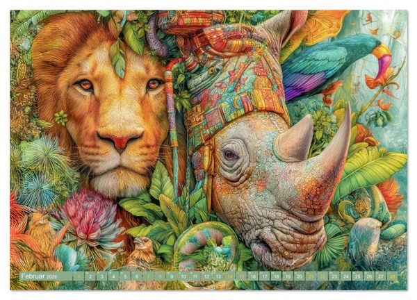Produktbild: Tierische Dschungelkreaturen - Der Fantasie entsprungen (Wandkalender 2026 DIN A2 quer), CALVENDO Monatskalender