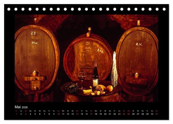 Produktbild: Wein - Reben, Wingerte und historische Weinkeller (Tischkalender 2026 DIN A5 quer), CALVENDO Monatskalender