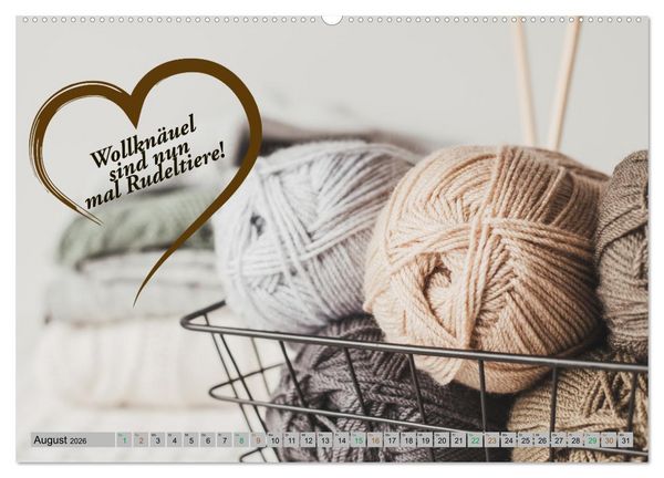 Produktbild: WOLLE Stricken ist eine Passion (hochwertiger Premium Wandkalender 2026 DIN A2 quer), Kunstdruck in Hochglanz