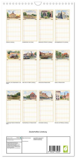 Produktbild: Familienplaner 2026 - Zauberhaftes L&uuml;neburg mit 5 Spalten (Wandkalender, 21 x 45 cm) CALVENDO