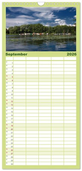 Produktbild: Familienplaner 2026 - Mecklenburgische Seenplatte - zum Tr&auml;umen sch&ouml;n mit 5 Spalten (Wandkalender, 21 x 45 cm) CALVENDO