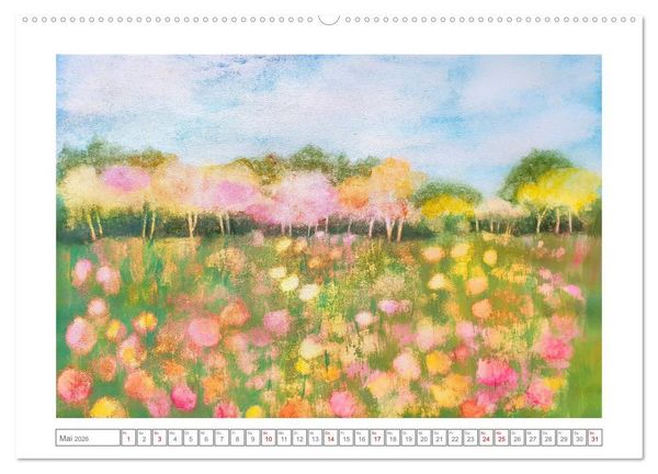 Produktbild: Im Rausch der Bl&uuml;ten - Farbenfroh gemalte Blumenwiesen (Wandkalender 2026 DIN A2 quer), CALVENDO Monatskalender