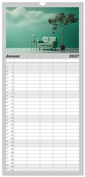 Produktbild: Familienplaner 2027 - Surrealer Minimalismus mit 5 Spalten (Wandkalender, 21 x 45 cm) CALVENDO