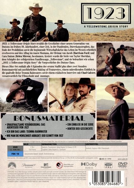 Produktbild: 1923: A Yellowstone Origin Story - Staffel 1 [3 DVDs]