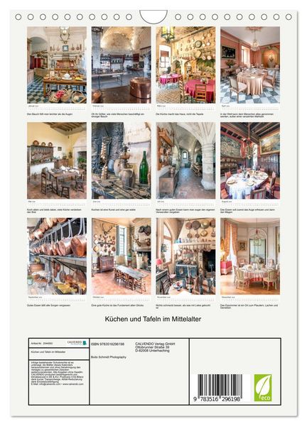 Produktbild: K&uuml;chen und Tafeln im Mittelalter (Wandkalender 2026 DIN A4 hoch), CALVENDO Monatskalender