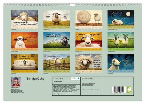 Produktbild: Schafspr&uuml;che (Wandkalender 2026 DIN A3 quer), CALVENDO Monatskalender
