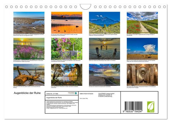 Produktbild: Augenblicke der Ruhe (Wandkalender 2026 DIN A4 quer), CALVENDO Monatskalender