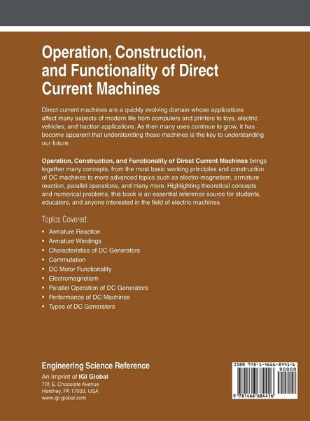 Produktbild: Operation, Construction, and Functionality of Direct Current Machines
