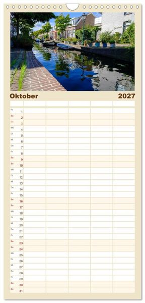 Produktbild: Familienplaner 2027 - Ein Blick auf Leiden mit 5 Spalten (Wandkalender, 21 x 45 cm) CALVENDO