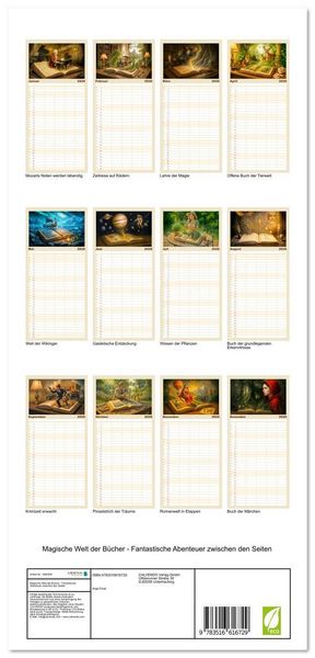 Produktbild: Familienplaner 2026 - Magische Welt der B&uuml;cher - Fantastische Abenteuer zwischen den Seiten mit 5 Spalten (Wandkalender, 21 x 45 cm) CALVENDO