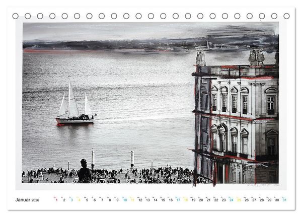 Produktbild: Lissabon One Day (Tischkalender 2026 DIN A5 quer), CALVENDO Monatskalender