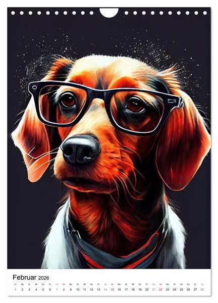 Produktbild: Hunde im Hipster Stil (Wandkalender 2026 DIN A4 hoch), CALVENDO Monatskalender