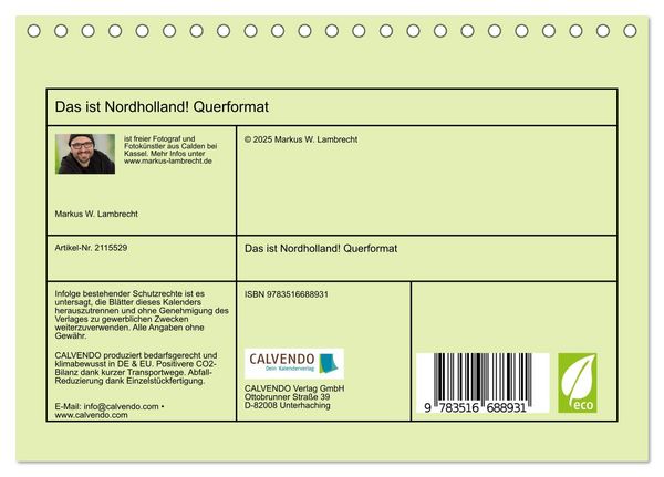 Produktbild: Das ist Nordholland! Querformat (Tischkalender 2026 DIN A5 quer), CALVENDO Monatskalender