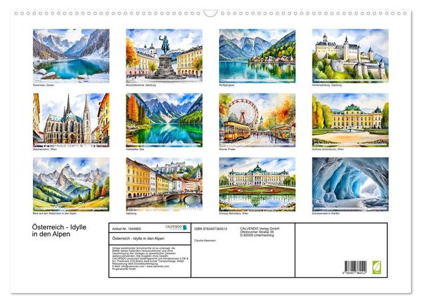 Produktbild: &Ouml;sterreich - Idylle in den Alpen (Wandkalender 2026 DIN A2 quer), CALVENDO Monatskalender