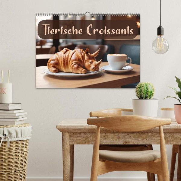 'Tierische Croissants (Wandkalender 2025 DIN A3 quer), CALVENDO