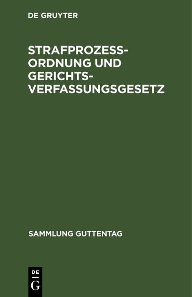 Produktbild: Strafproze&szlig;ordnung und Gerichtsverfassungsgesetz