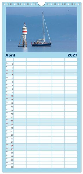 Produktbild: Familienplaner 2027 - Drei L&auml;nder ein See - Bodensee mit 5 Spalten (Wandkalender, 21 x 45 cm) CALVENDO