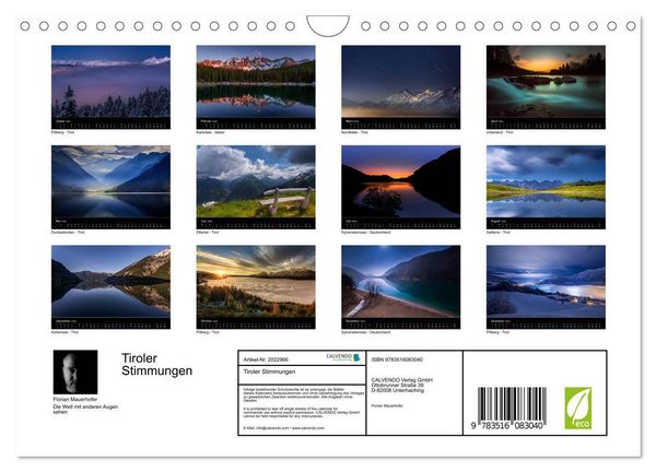 Produktbild: Tiroler Stimmungen (Wandkalender 2026 DIN A4 quer), CALVENDO Monatskalender