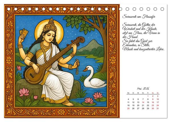 Produktbild: G&ouml;tterwelten des Hinduismus (Tischkalender 2026 DIN A5 quer), CALVENDO Monatskalender