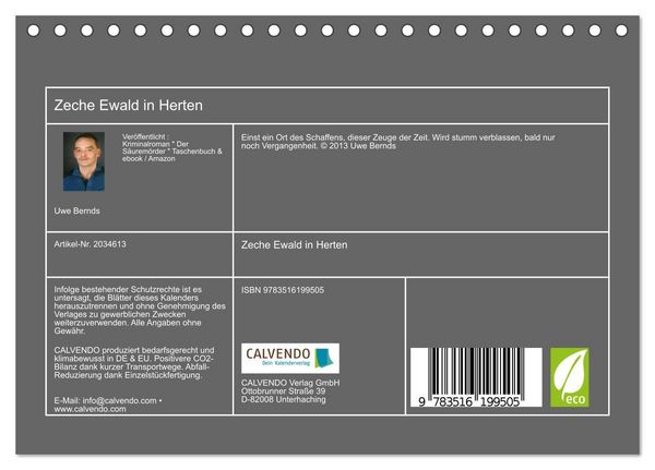 Produktbild: Zeche Ewald in Herten (Tischkalender 2026 DIN A5 quer), CALVENDO Monatskalender
