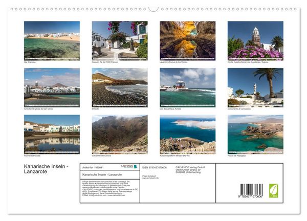 Produktbild: Kanarische Inseln - Lanzarote (hochwertiger Premium Wandkalender 2026 DIN A2 quer), Kunstdruck in Hochglanz