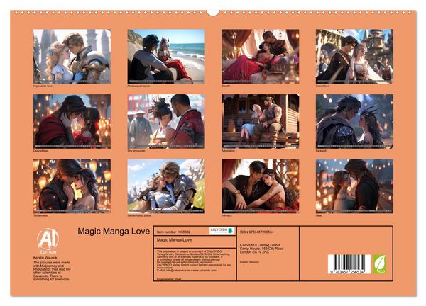 Produktbild: Magic Manga Love (High Quality Premium Wall Calendar 2026 DIN A2 landscape),CALVENDO 12 Month Wall Calendar