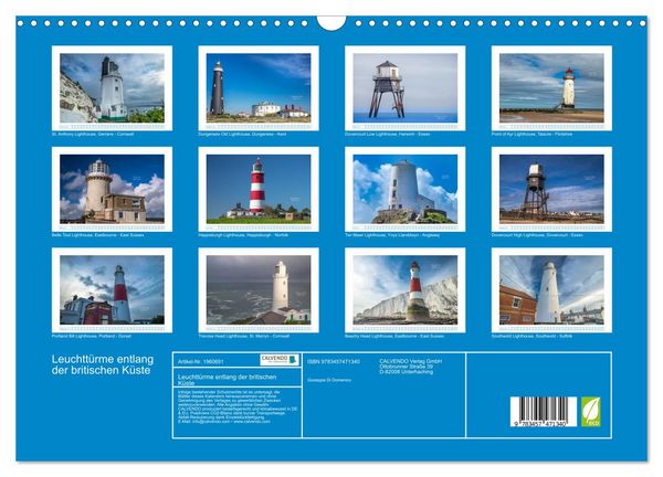 Produktbild: Leuchtt&uuml;rme entlang der britischen K&uuml;ste (Wandkalender 2026 DIN A3 quer), CALVENDO Monatskalender