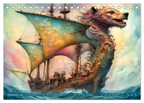 Produktbild: Fantasie-Drachensegelschiffe (Tischkalender 2026 DIN A5 quer), CALVENDO Monatskalender