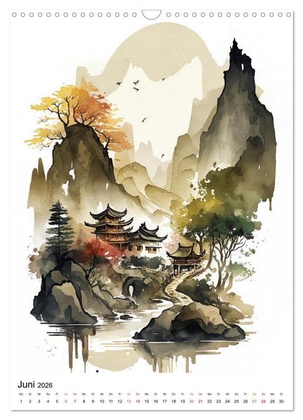 Produktbild: China - Aquarellmalerei (Wandkalender 2026 DIN A3 hoch), CALVENDO Monatskalender