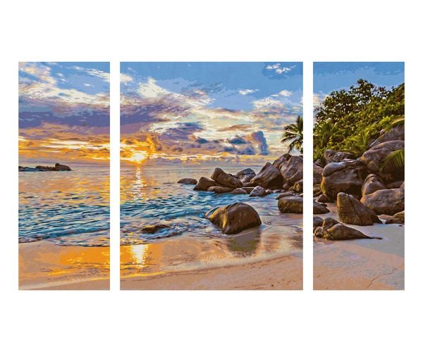 Schipper 609260906 - Malen nach Zahlen, Abendstimmung im Paradies, Triptychon, 50 x 80 cm