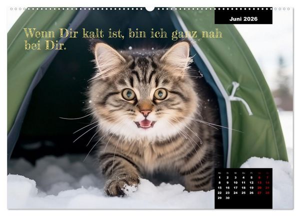Produktbild: Katzen k&ouml;nnen alles, au&szlig;er traurig. (Wandkalender 2026 DIN A2 quer), CALVENDO Monatskalender