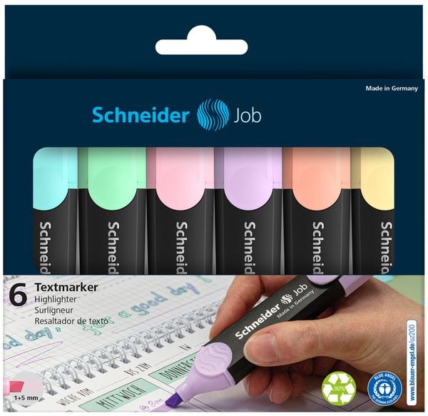 Schneider Textmarker Job Pastell, 6er Set